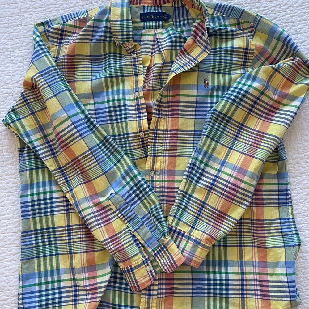 Polo Ralph Lauren Yellow and Blue Plaid Men's Shirt